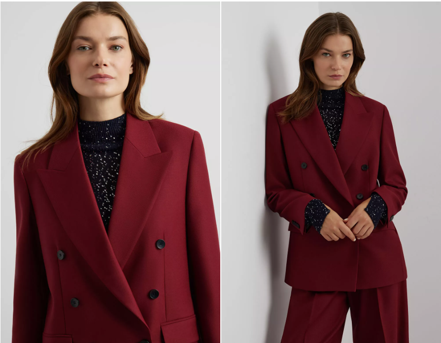 kobieta w bordo garniturze